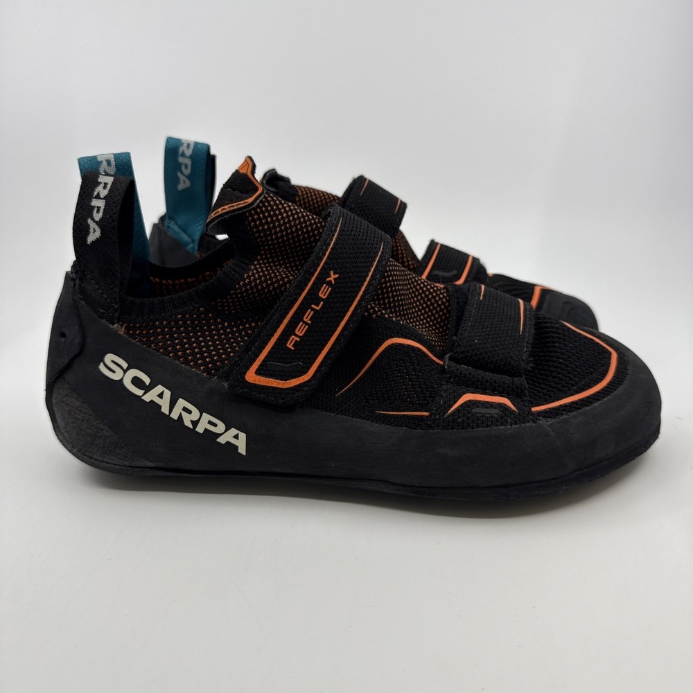 Scarpa Reflex V Climbing Shoe Black Orange Size US Men's 7.23 Wom 8.23 EU 40.5